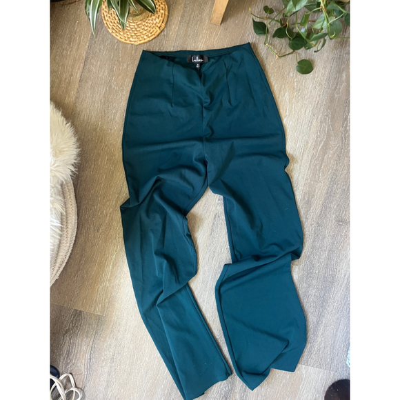 Lulus Teal High-Waisted Wide-Leg Trousers Size S - Picture 3 of 5